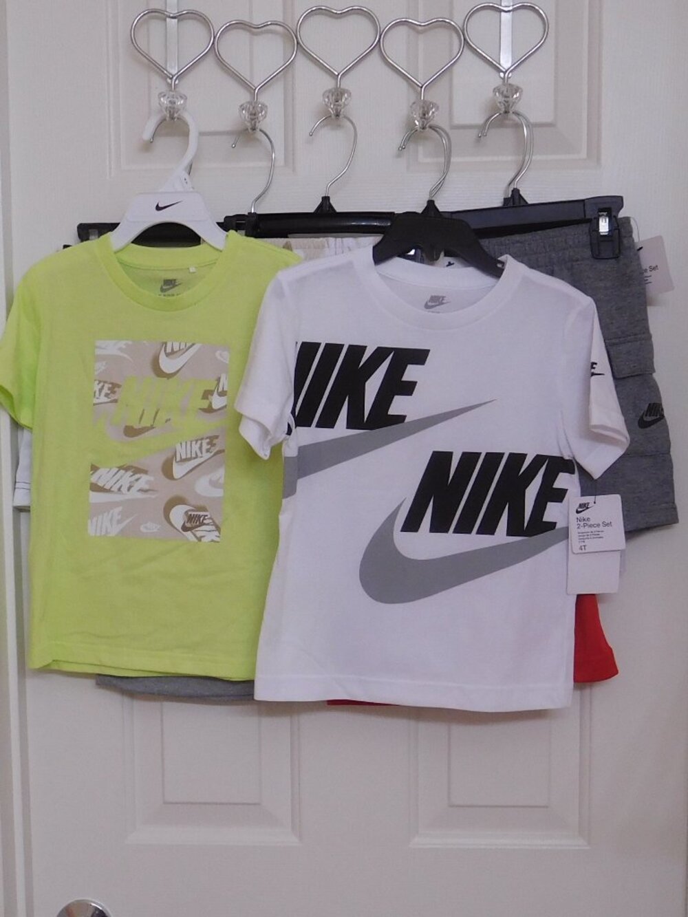 NWT 4 Nike 2pc Shirt & Shorts Sets Gray Red Lime/Beige Bundle sz 4t
